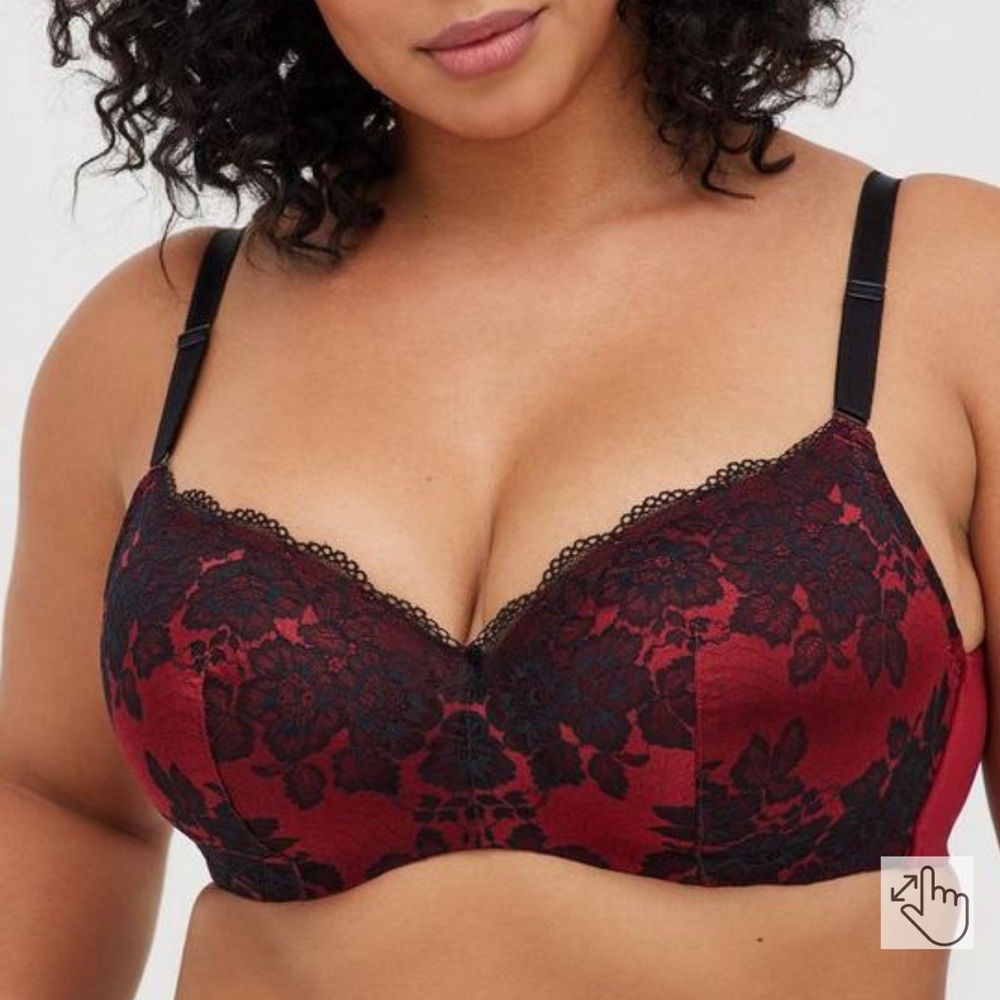 Torrid Full-Coverage Balconette Lightly Lined Lace 360° Back Smoothing Bra 46DDD
